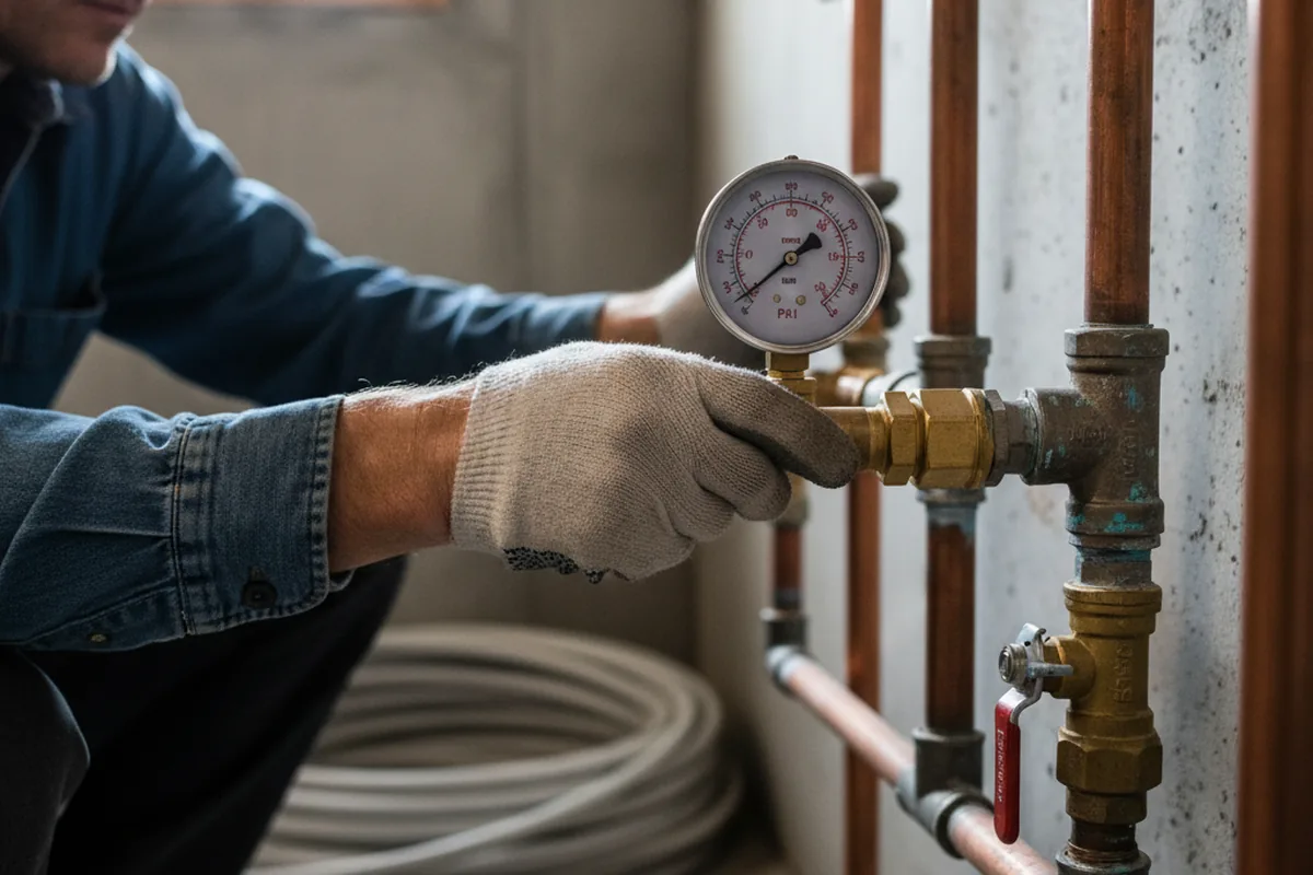Pressure testing a repaired line during Water Line Repair in Alachua
